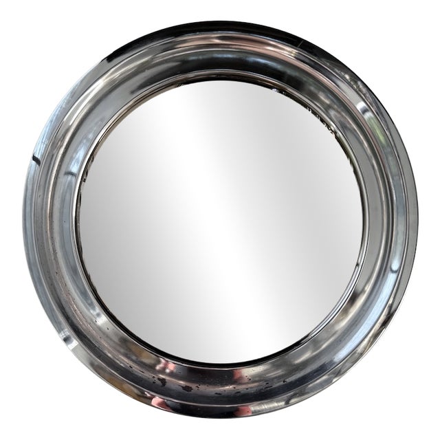 Round Chrome Mirror, Italy, 1960s For Sale