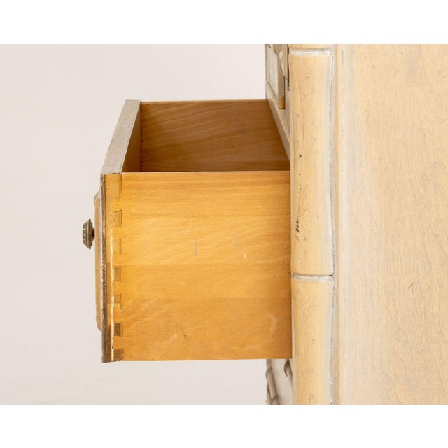 Tan Vintage Distressed Faux Bamboo Armoire For Sale - Image 8 of 9