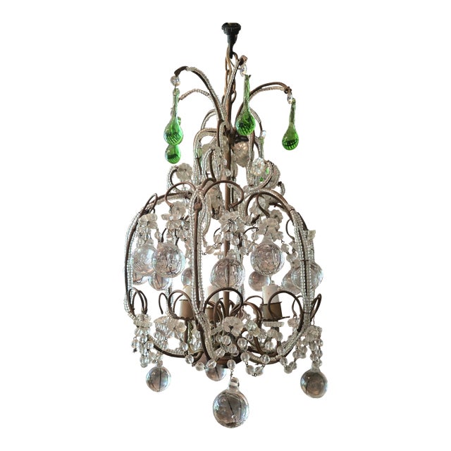 Vintage Bagues Maison Style Beaded Crystal Chandelier For Sale