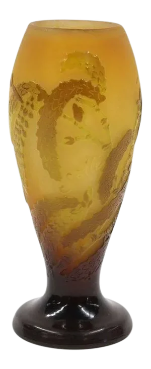1900s Emile Galle Art Nouveau Cameo Glass Vase