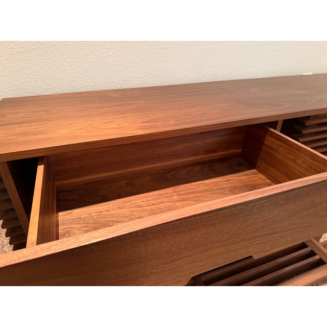 Brown Design Within Reach Line Media Console in Walnut Wood 71" For Sale - Image 8 of 18