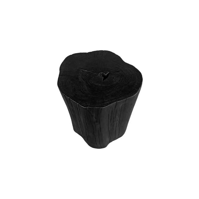 Tree Trunk Side Table Solid Teak Wood Burnt Finish Modern Organic For Sale - Image 4 of 8