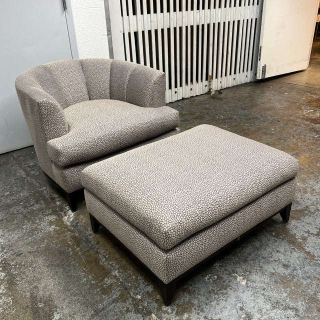 Henredon Barbara Barry Channel Back Tub Chair + Ottoman Chairish