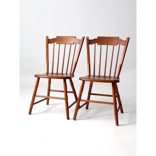 Brown Vintage Dining Side Chairs Pair For Sale - Image 8 of 12