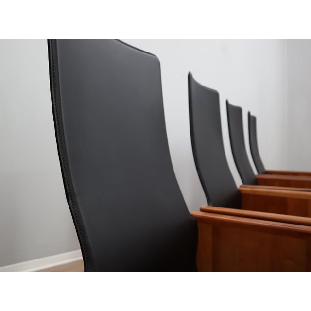 Segesta Chairs in Walnut and Black Leather by Afra & Tobia Scarpa for Stildomus, 1970s, Set of 4 For Sale - Image 18 of 18