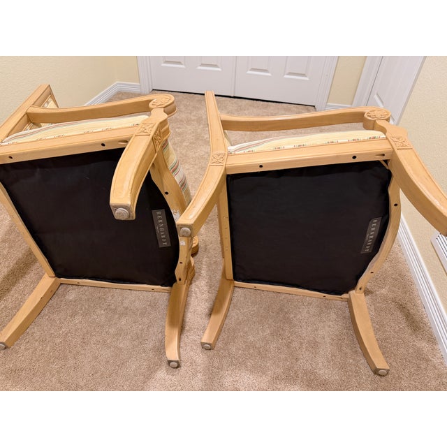 Wood Set of Two Bernhardt Brocade Chairs For Sale - Image 7 of 8