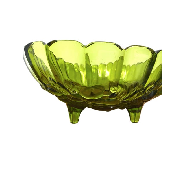1960's Oval Green Glass Footed Fruit Bowl Vintage Chairish