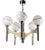 5-Light Chandelier in Chrome with Hand-Painted Glass Lamp Shades by Gaetano Sciolari, Italy, 1960s For Sale