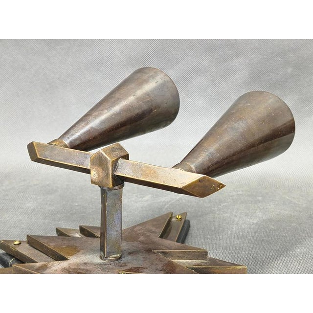 Czech Cubist Brass Wall Lights, Czechoslovakia, 1920s, Set of 2 For Sale - Image 11 of 13