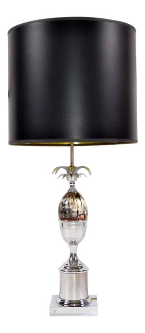 Maison Charles French Art Deco Brown Resin Acorn Nickel Plated Table Lamp 1950s