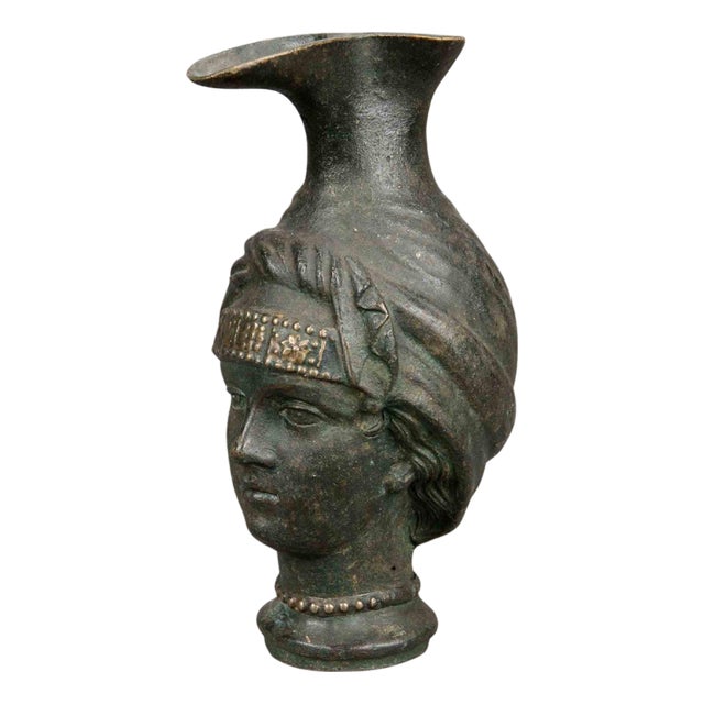 Bronze Jug Sculpture with Female Head Design, Early 20th Century For Sale