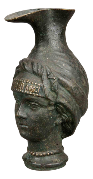 Bronze Jug Sculpture with Female Head Design, Early 20th Century