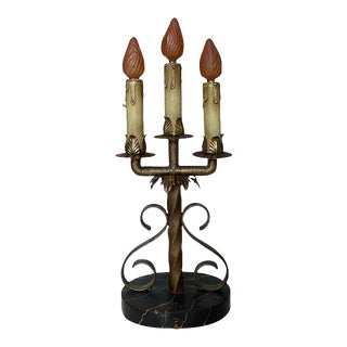 1950s Metal Candelabrum Table Lamp For Sale