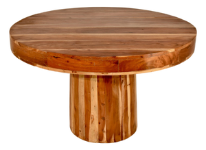 Natural Redwood Round Pedestal Dining Table, Circa 1970's