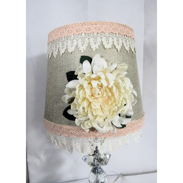 Vintage Glass Ball Lamp + Shabby Chic Shade For Sale - Image 4 of 15