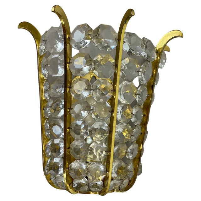 Vintage Austrian Wall Light in Brass and Crystal Glass from Bakalowits & Söhne, 1950s For Sale - Image 16 of 16