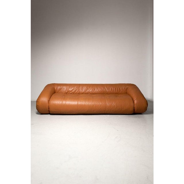 Anfibio Convertible Sofa in Cognac Leather by Alessandro Becchi, 1970s For Sale - Image 3 of 13