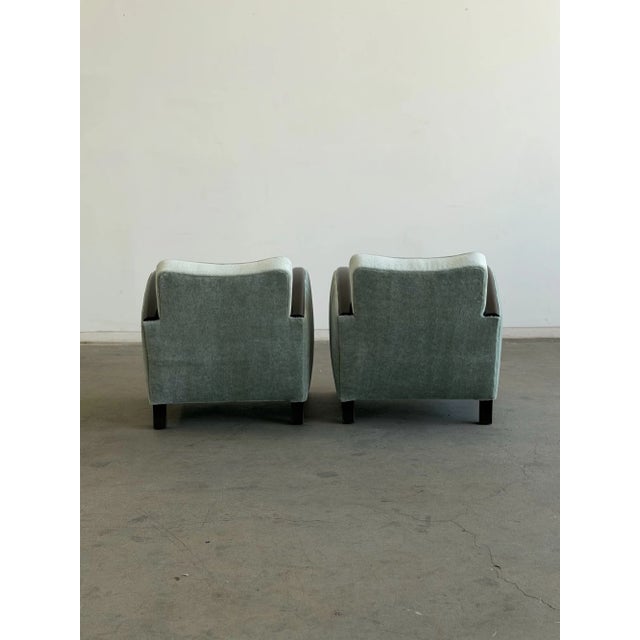 Sky Blue 1960s Arched Chairs in Mint Blue Mohair For Sale - Image 8 of 15