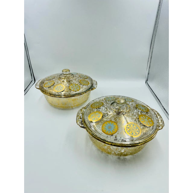 Mid 20th Century Gold Leaf Georges Briard Attributed Pair of Serving Bowls/Casseroles For Sale - Image 12 of 12