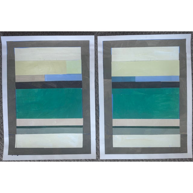 Abstract Bryan Young Studios, Original Diptych Painting For Sale - Image 3 of 8