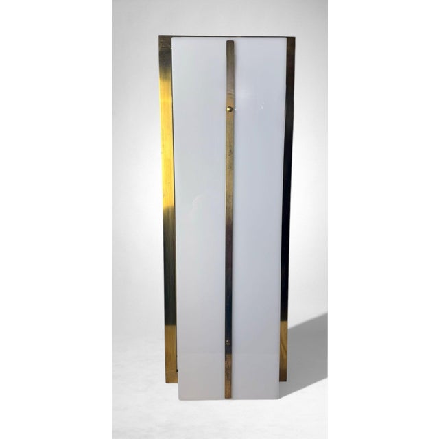 Mid-Century Modern Late 20th Century Romeo Rega Style Large Italian Brass and Opaline Plexiglass Wall Sconces - a Pair For Sale - Image 3 of 18