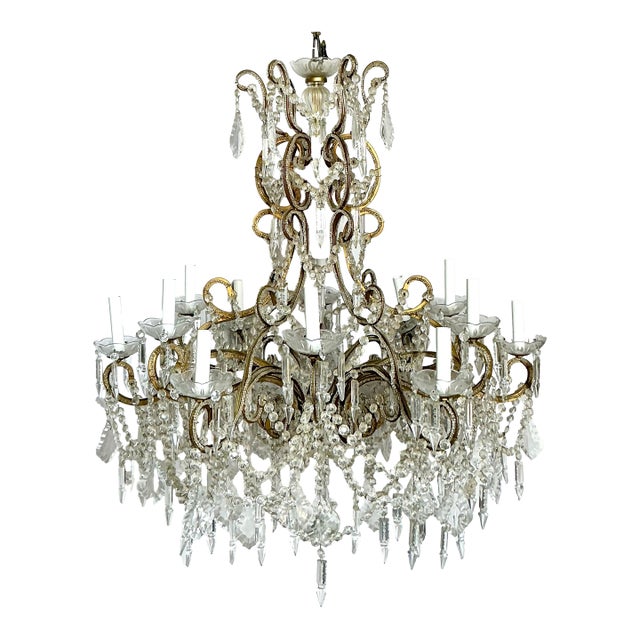 Vintage Regency Crystal Swag Chandelier For Sale
