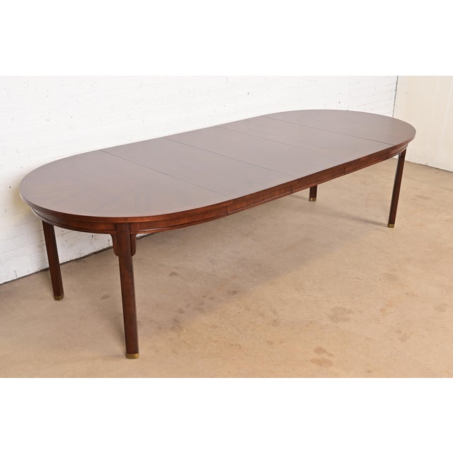 Baker Furniture Company Michael Taylor for Baker Far East Collection Walnut Extension Dining Table, Newly Refinished For Sale - Image 4 of 13