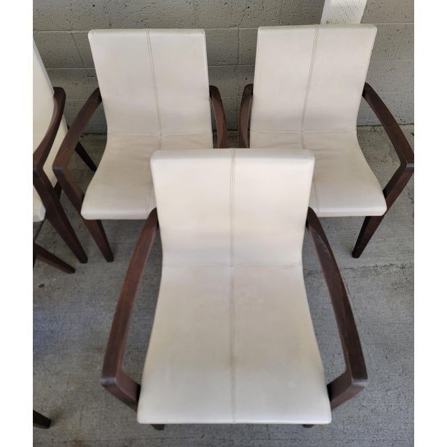 Authentic Holly Hunt "Studio H" Leather Scoop Dining Arm Chairs Set 10 For Sale - Image 16 of 18