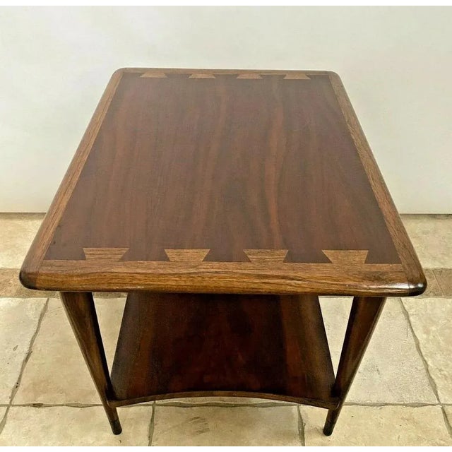 1970s 1970s Mid Century Modern Lane Side Table Dark Walnut With Bottom Shelf For Sale - Image 5 of 10