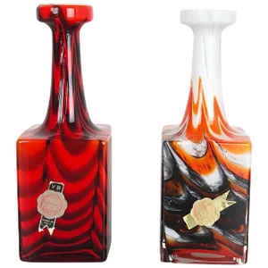 Vintage Italian Pop Art Opaline Florence Vases, Set of 2, 1970s