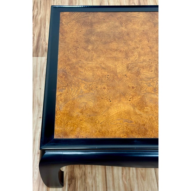 Wood Vintage Century Furniture Chin Hua Style Burled Wood Coffee Table For Sale - Image 7 of 10