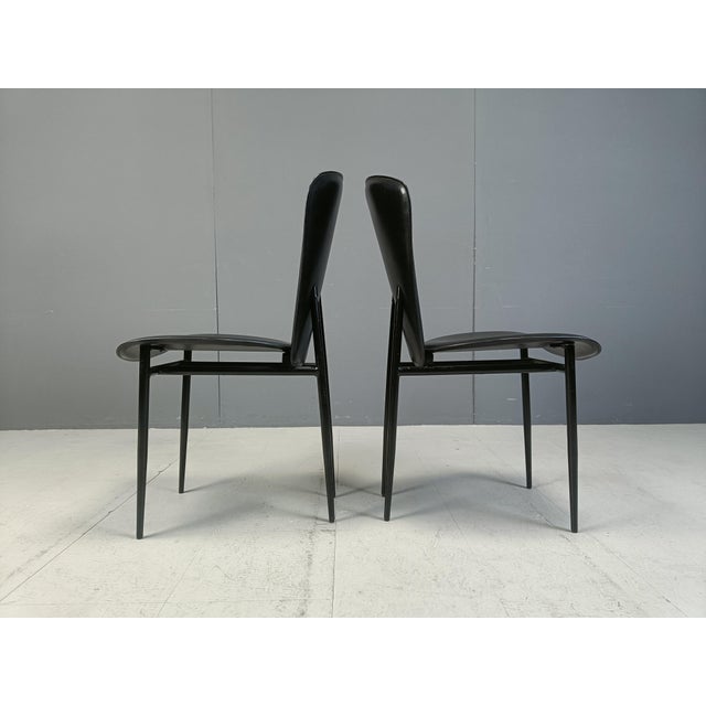 Italian Leather Dining Chairs, 1980s, Set of 6 For Sale - Image 4 of 10