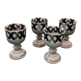 1960s Pottery Stemmed Wine Goblets- Set of 4 For Sale
