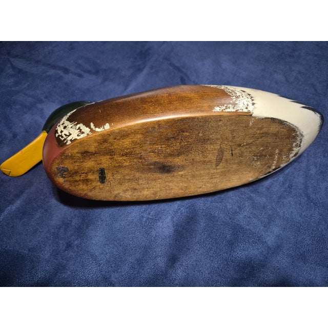 Vintage Hand-Painted, Wood-Carved Mallard Duck Decoy For Sale - Image 4 of 7