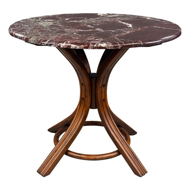 Vintage Round Table in Bentwood and Marble, 1920s For Sale