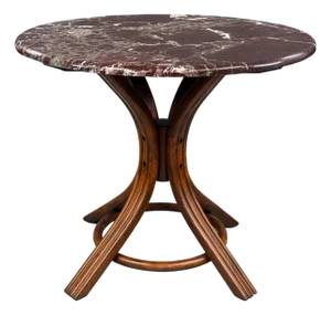Vintage Round Table in Bentwood and Marble, 1920s