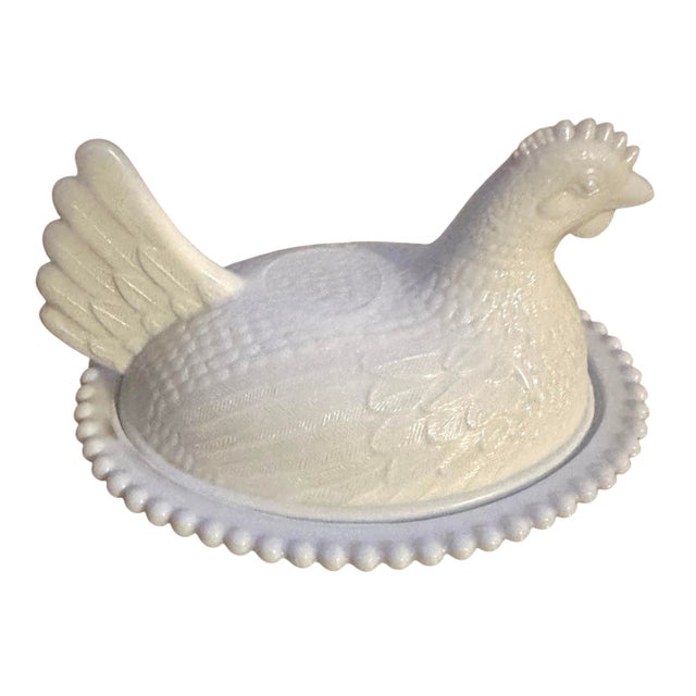Vintage Indiana Glass White Milk Glass Hen on Nest Covered Dish For Sale - Image 11 of 11