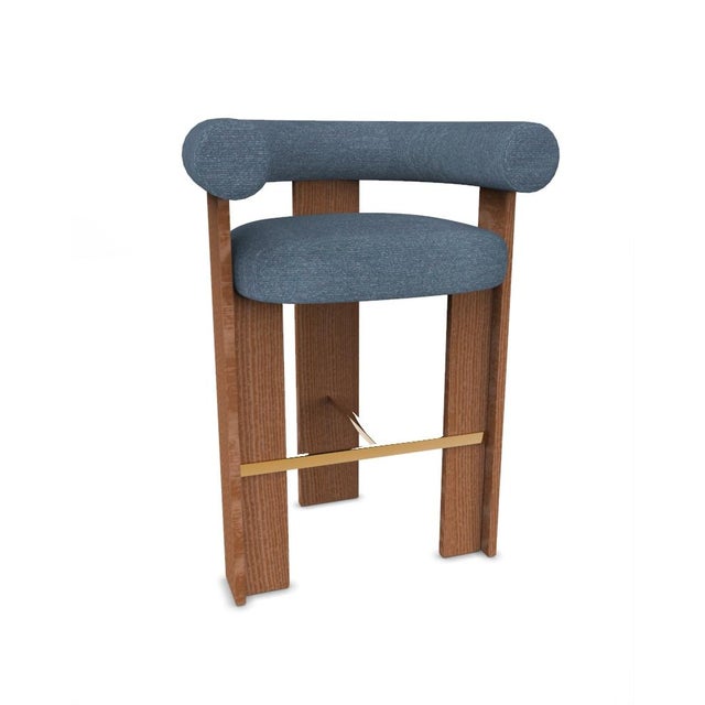 Contemporary Collector Modern Cassette Bar Chair in Tricot Seafoam Fabric and Smoked Oak by Alter Ego For Sale - Image 3 of 6