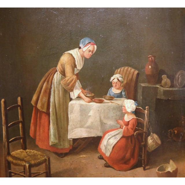 French 19th Century French Oil on Board After Chardin in Original Giltwood Frame For Sale - Image 3 of 5