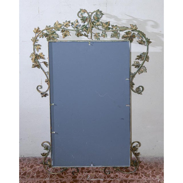 Hand-Painted Metal Wall Mirror with Vine Leaf Motives For Sale - Image 14 of 18