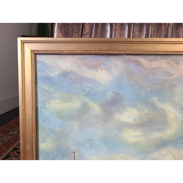 Vintage 1940s Impressionist Sailboat Oil Painting For Sale - Image 12 of 17