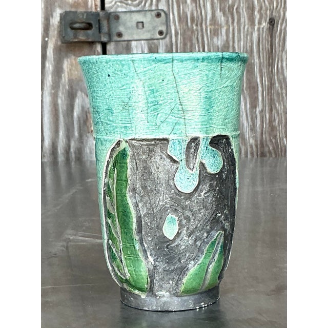 Vintage Boho Studio Pottery Vase For Sale - Image 4 of 6