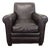 Classic Brown Leather Lounge Chair With Rolled Arms For Sale