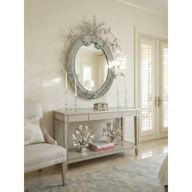 Handcrafted South African White Beaded Wirework Oval Wall Mirror For Sale - Image 10 of 12
