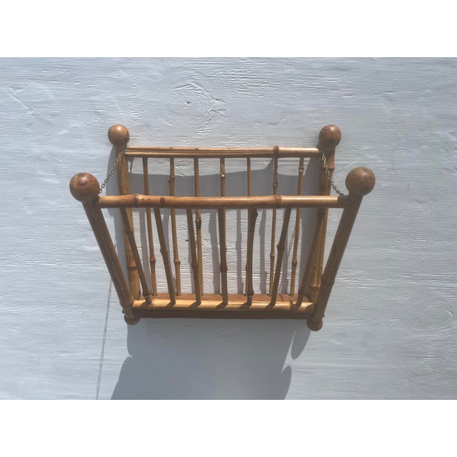 1950s 1950s Rattan Wall Shelf, Magazine Rack For Sale - Image 5 of 12