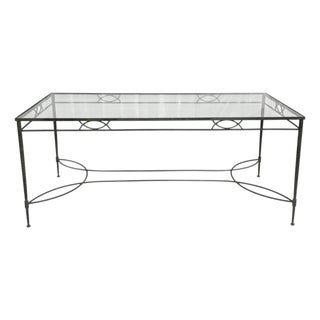 1970s Mario Papperzini for Salterini Wrought Iron Patio Dining Table With Glass Top For Sale