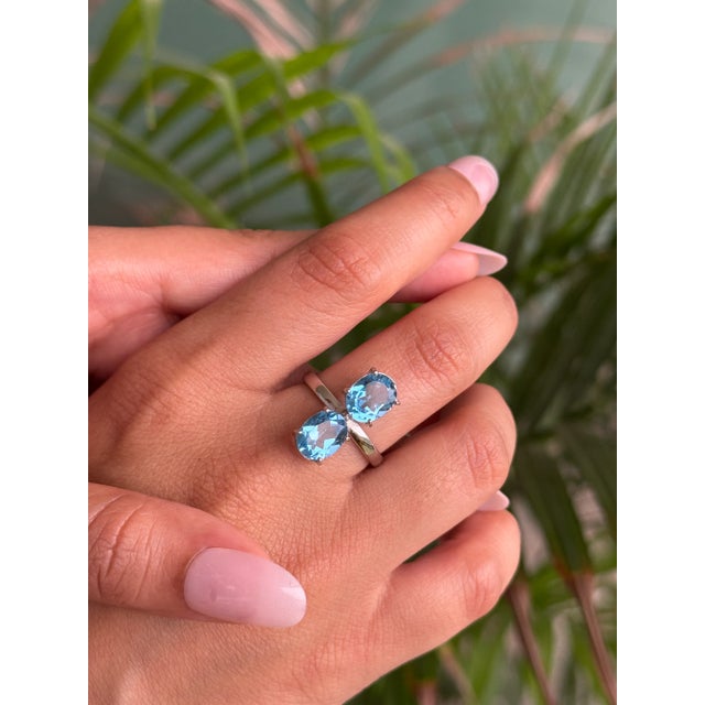 Stunning 925 Silver Twin Ring With December Birthsotne 5.49 Carat Prong Set - Size 6 For Sale - Image 6 of 12