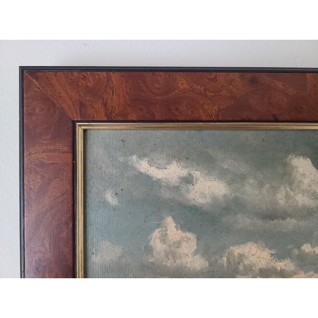 Wood Small Antique 19th Century Oil Painting Moody Rural Landscape Scene For Sale - Image 7 of 12