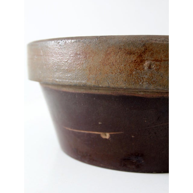 Antique American Stoneware Mixing Bowl With Brown Glaze For Sale - Image 9 of 14