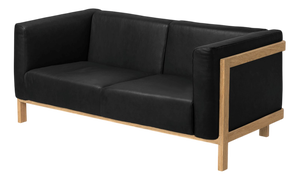 Two-Seater Sofa in Oak and Leather by Julien Renault